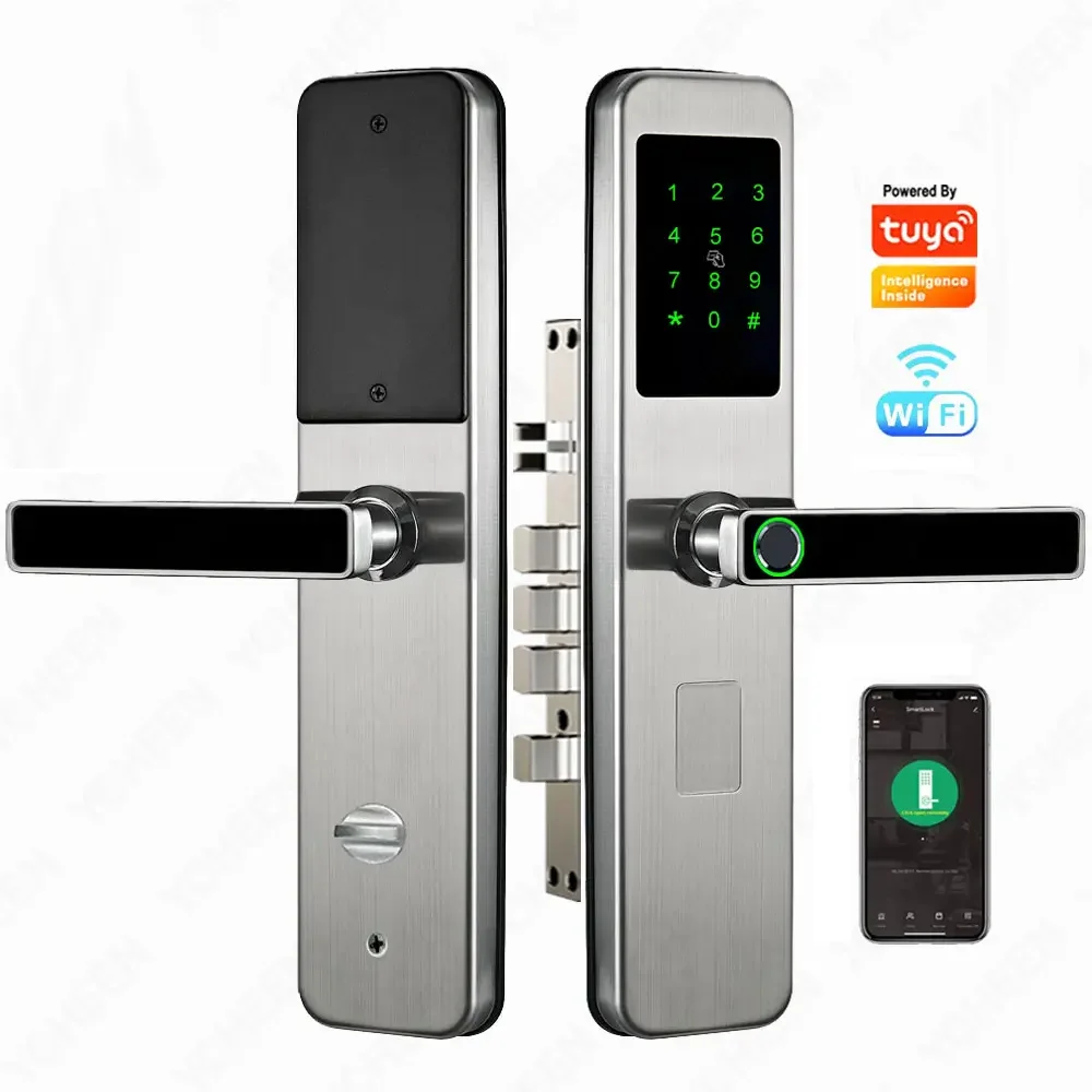 Пароль от отпечатков пальцев водонепроницаемый Интеллектуальный смарт-замок ключ-код карты Nfc цифровой электронный замок Tuya Wifi приложение 6068 врезной