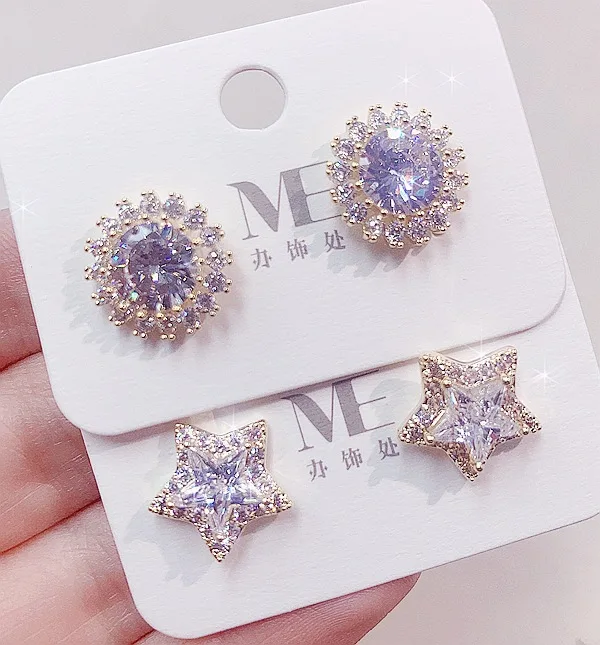 2023 wholesale jewelry cheap price hypoallergenic crystal star zircon jewelry mixed studs earring for women