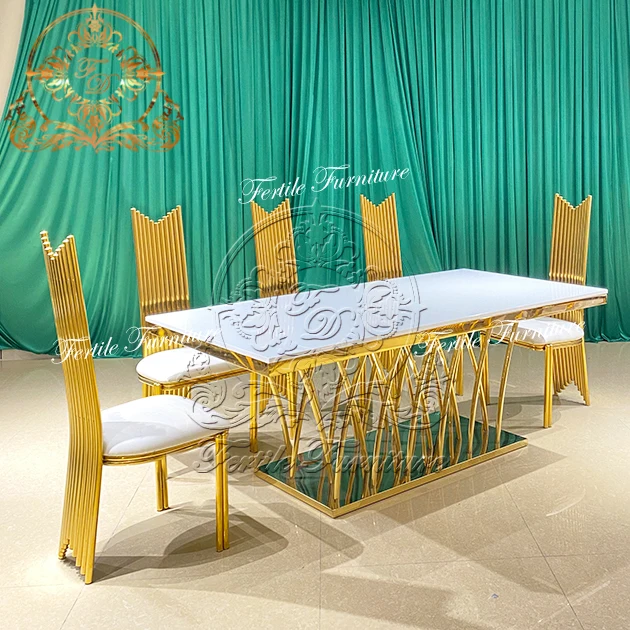 Elegant Design Style Gold Centerpieces Foshan Mid Century Modern Dining Table Modern Luxury