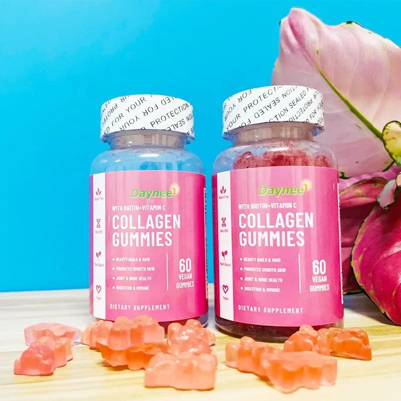Daynee COLLAGEN GUMMIES with biotin Vitamin vegan Hair Skin and Nails Gummy skin whitening soft candy for Brightening lighten