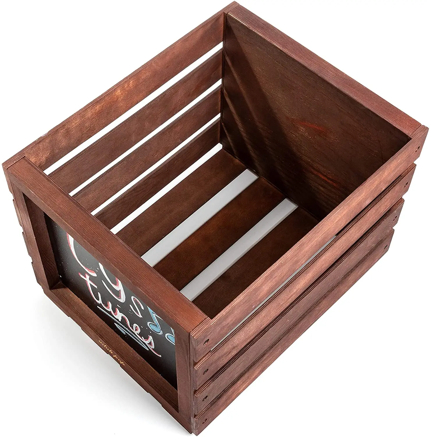 Original Chalkboard Vinyl Record Storage Crate, Holds up to 75 vinyl records Vinyl Record Storage Holder Wood Display Stand