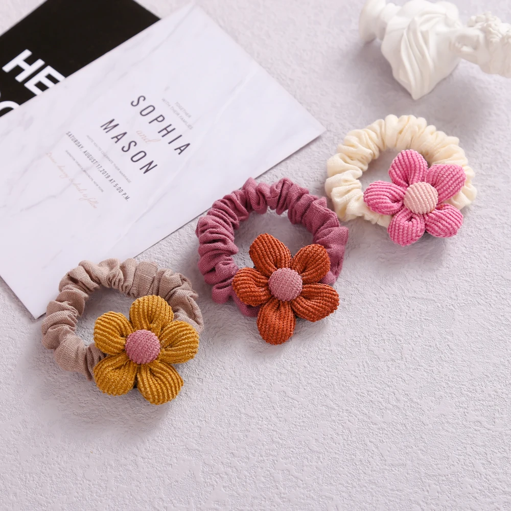 Cute ponytail hair band, flower hair circle woven hair elastic suitable for girls, ladies, children, teenagers and babies