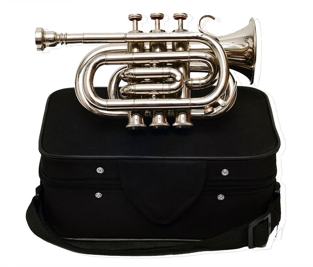 New Professional  Pocket Trumpet Nickel Bb Pitch Premium Quality  With Include Hardcase And Mouthpiece  By Nasir Ali