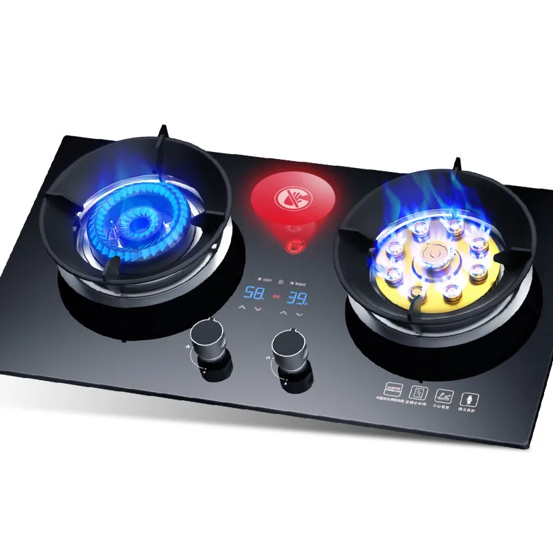 Газовая плита, двойная плита, домашняя настольная встраиваемая газовая плита с сжиженным газом, энергосберегающий огонь