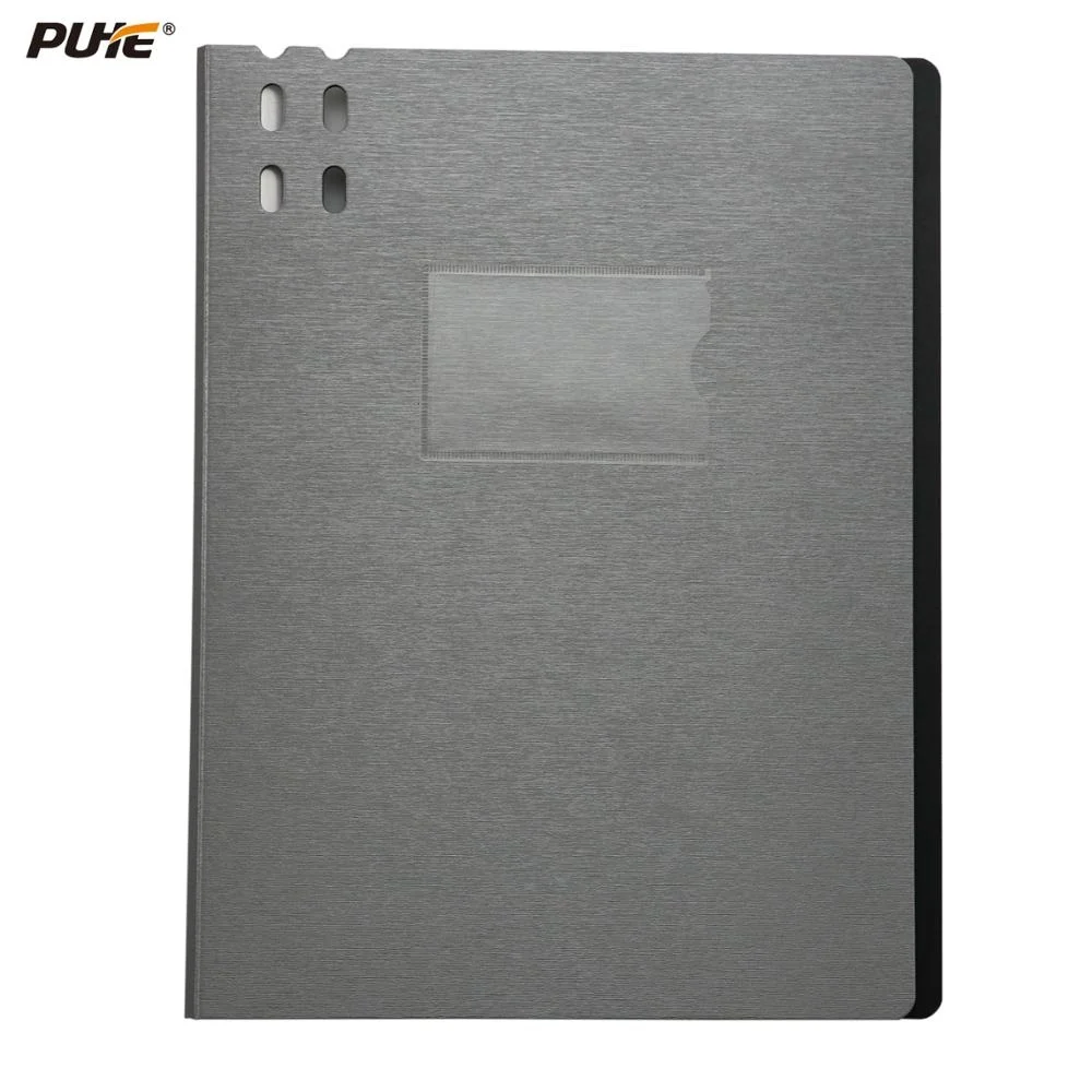 Luxury silver brushed pattern PP foam plastic material hot sale A4 transparent book display A4 display folder