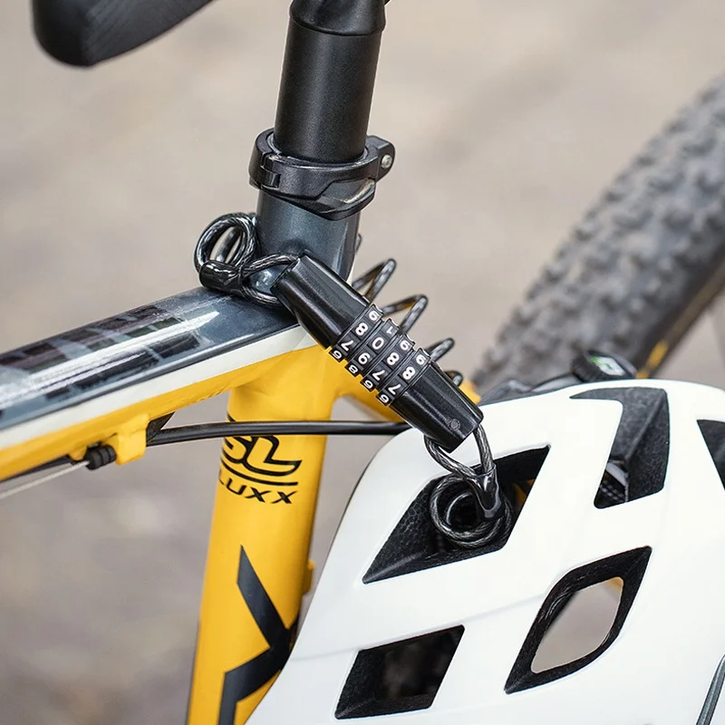2022 New Style Portable Code Cable Lock  Electric Vehicle Scalable helmet Lock With Zinc alloy Lock body and Steel Cable