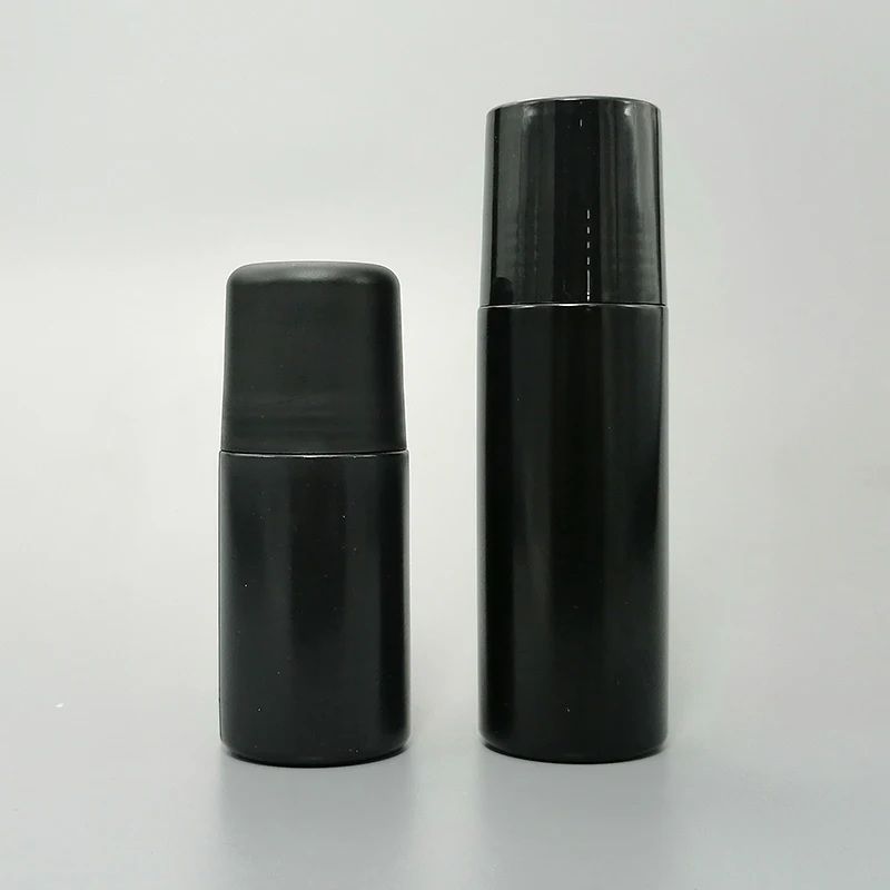 60ml Black Empty Straight Plastic Roll On Antiperspirant Bottle With Matte Black Lid