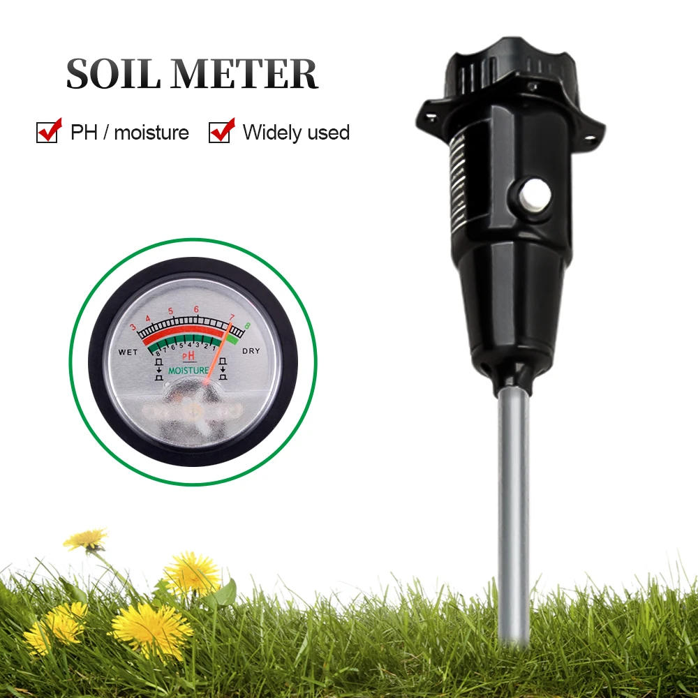 2 in 1 Soil Ph Meter 3-8ph Moisture Humidity Analyzer Acidity Tester Metal Long Probe Detector for Plants Garden Measure Tool