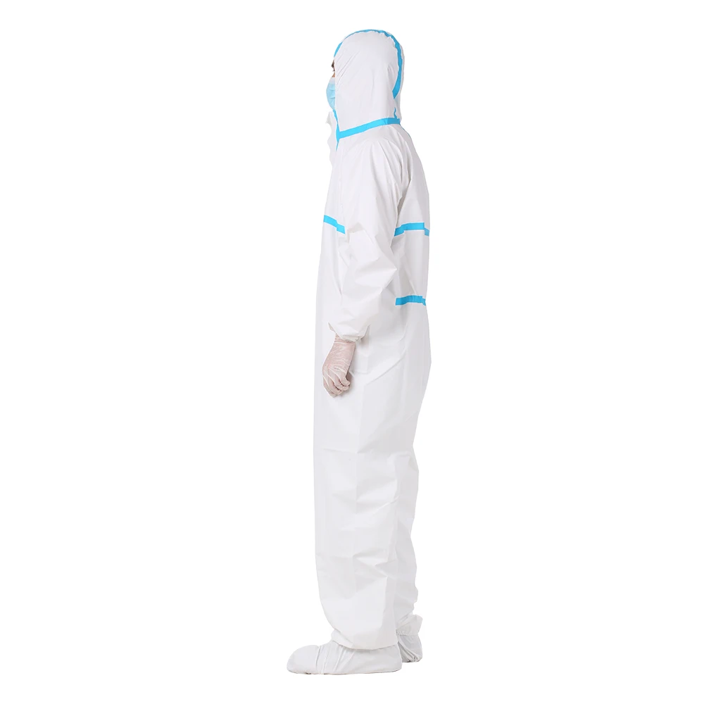 2020 New Long Sleeve Hooded Protective Suit White Protective Clothes Overall Coveralls Anti Bacterial Work Medical Suit
