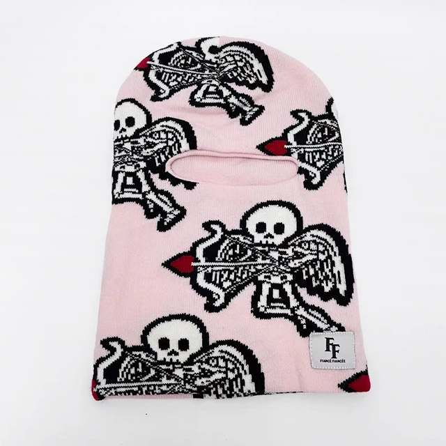 High quality Manufacturer Custom jacquard embroidered Ski Mask acrylic beanie winter hat Full Face Skimask knitted Balaclava