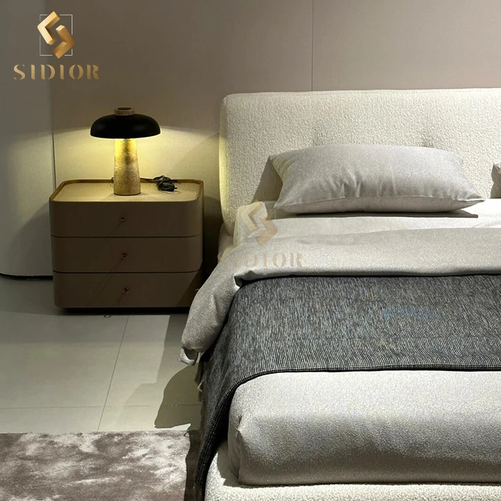 Italian Modern Beds Luxury Minimalist King Queen Size Queen Bed Frame Bedroom Furniture Set Upholstered Velvet Leather Beds