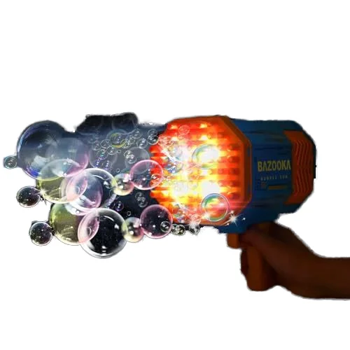 69 Holes Rocket Bazooka Automatic Electric Bubble Machine Gatling Blaster Bubble Gun with Colorful Light