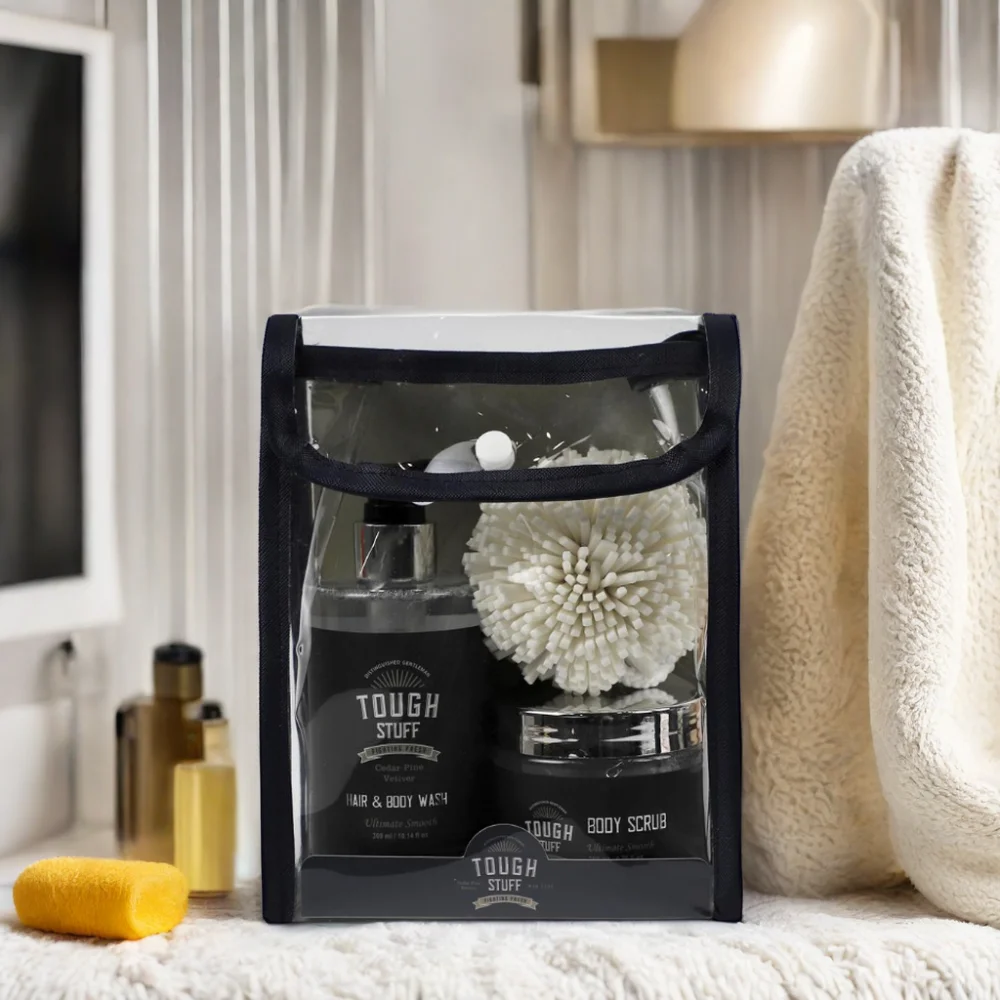 Custom Bath and Body Care Set for Men Natural Fragrance Hair Body Wash Exfoliating Body Scrub Moisturizing Cleansing