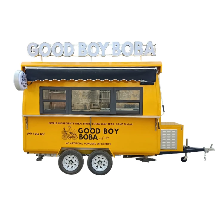 2023 US bubble tea cart NSF approved water sinks sliding window customization LOGO manufactured bubble tea cart for sale
