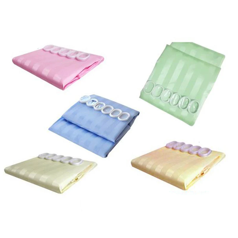 Waterproof and Anti-Mildrew Hotel Bathroom Hookless Shower Curtain stripe curtain