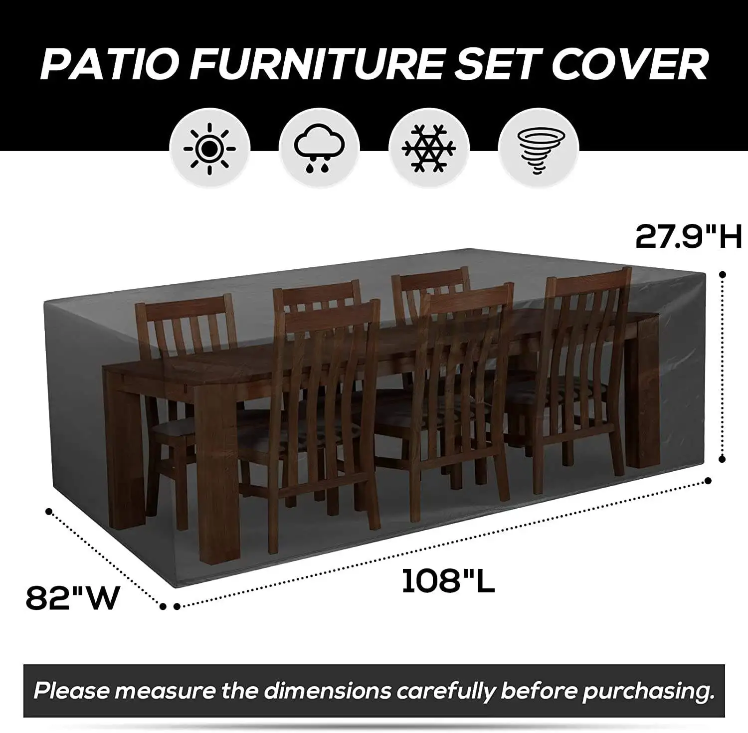 Patio Extra Large Table and Chair Waterproof Dustproof 420D Garden Furniture Cover for Outdoor Furniture