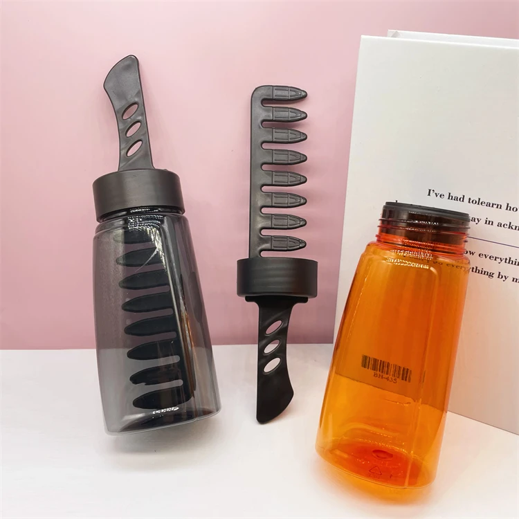 Salon Packaging Hair Dye Comb 260ml Black Empty Hair Shampoo Bottle With Brush