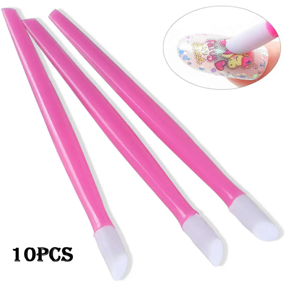 Hot Sales Plastic Handle Colored Nail Sticks For  Women Nail Cuticle Pusher Rubber Pressing Pen