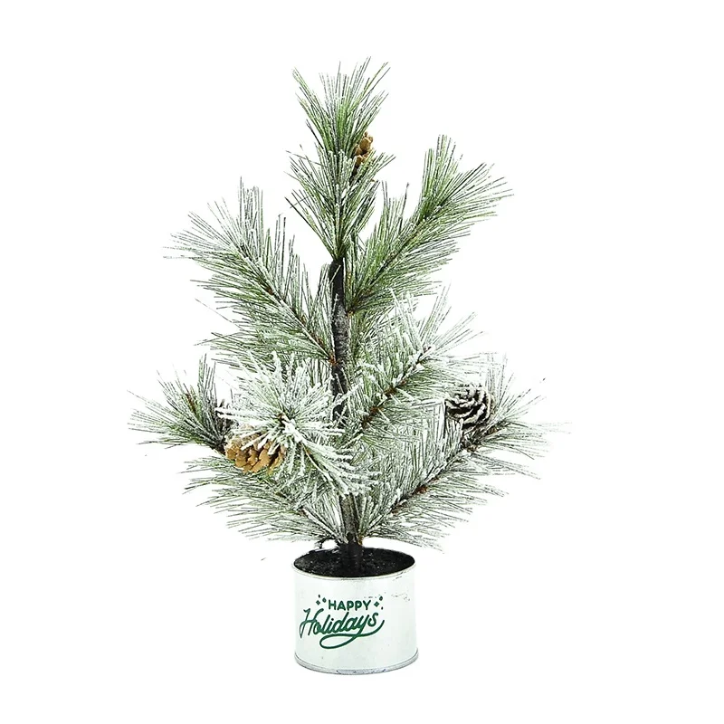Рождественская елка 12 дюймов, неподсвеченная, слегка Флокированная зеленая, жесткая игла, Рождественская елка с 5 маленькими пинетками