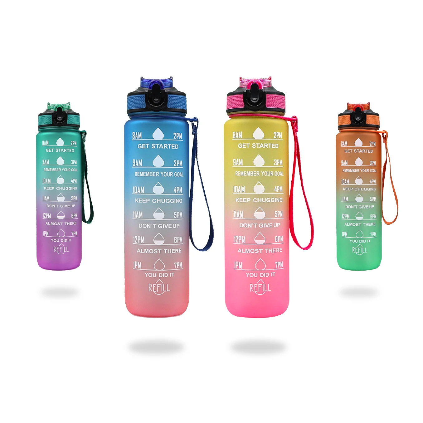 32 oz OEM Plastic Sports Bottle Tritan Motivational Water Bottles Sublimation Sports Bottle with Time Maker
