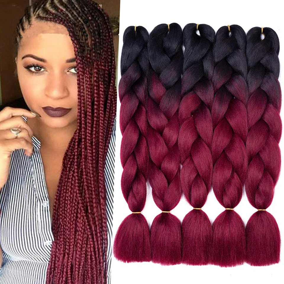 Hot sale Jumbo Braids Synthetic Hair High Temperature Fiber 100 Colour 24in 100g Extensions Ombre Braiding African Braided Hair