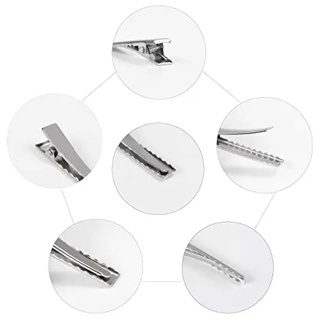 BELLEGIRL basic simple custom size packaging hair clips Cheap wholesale high quality metal silver alligator hair clips for girls