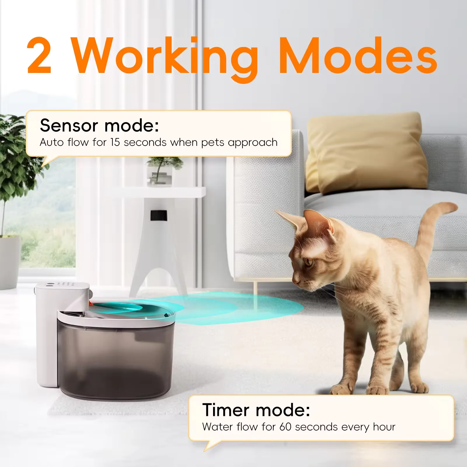 OEM Stainless Steel Tray Automatic Cat Feeder 3L Large Water Fountain Low Consumption Sensor Pet Drinking Water Dispenser