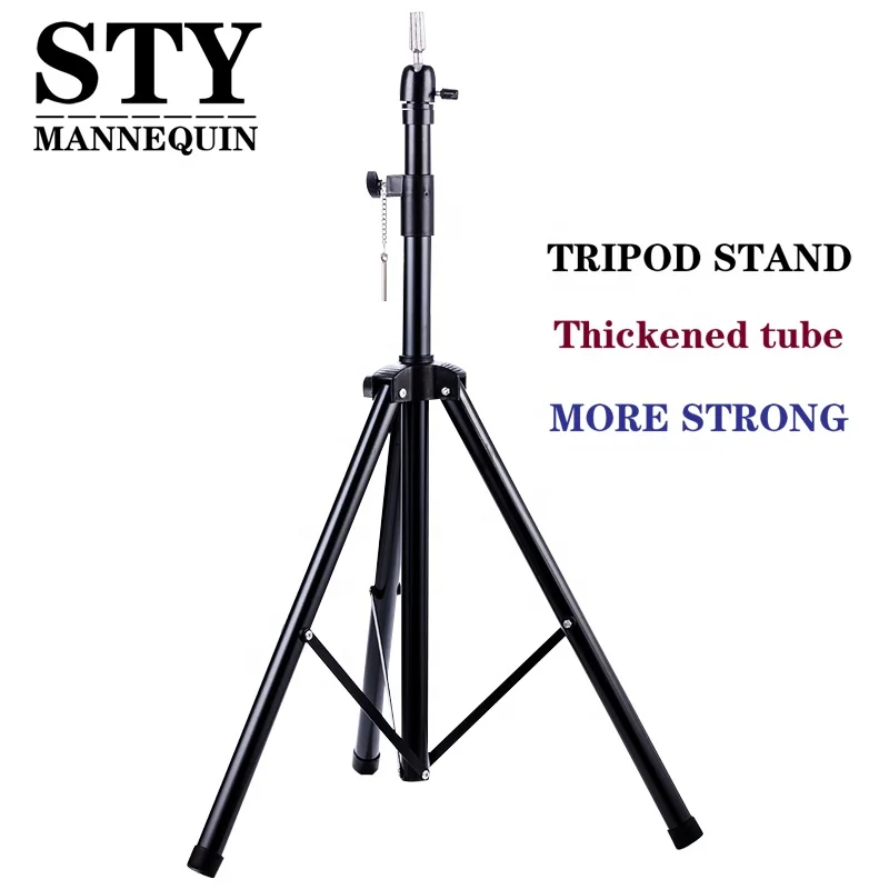 Tripod Stand for Canvas Block Head Adjustable Wig Head Stand Holder for Cosmetology Hairdressing Training Practice Wig Stand
