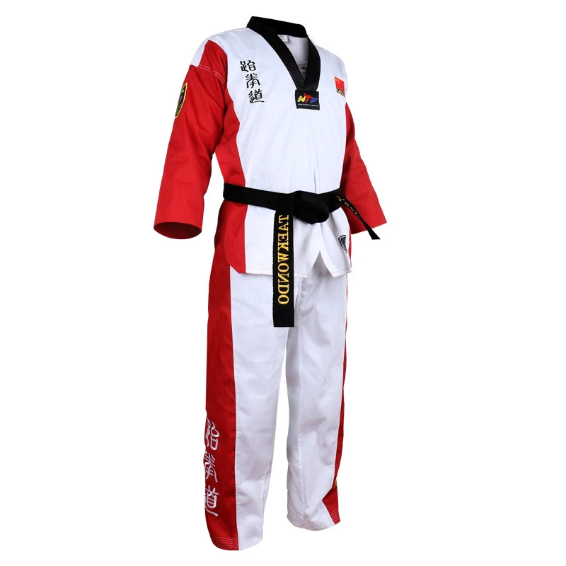 WTF Approved Colored Taekwondo Dobok Uniform Kukkiwon Korea Tae kwon do Dobok with Special Fabric Cotton V-neck adult clothes