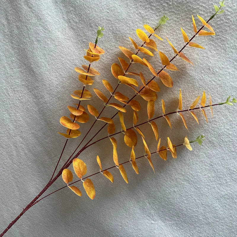 100cm 5 Forks 3D Printed Artificial Money Leaf Plant For Decoration Gold Leaf Wedding Decoration Artificial Flowers Plants