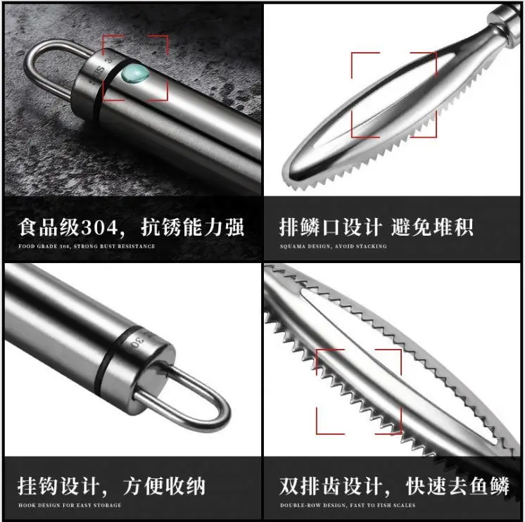 Remove Fish Scales Skin Cleaning Tool Scraper for Chef Fish Scaler Remover Fish Skin Graters Cleaning Peeler