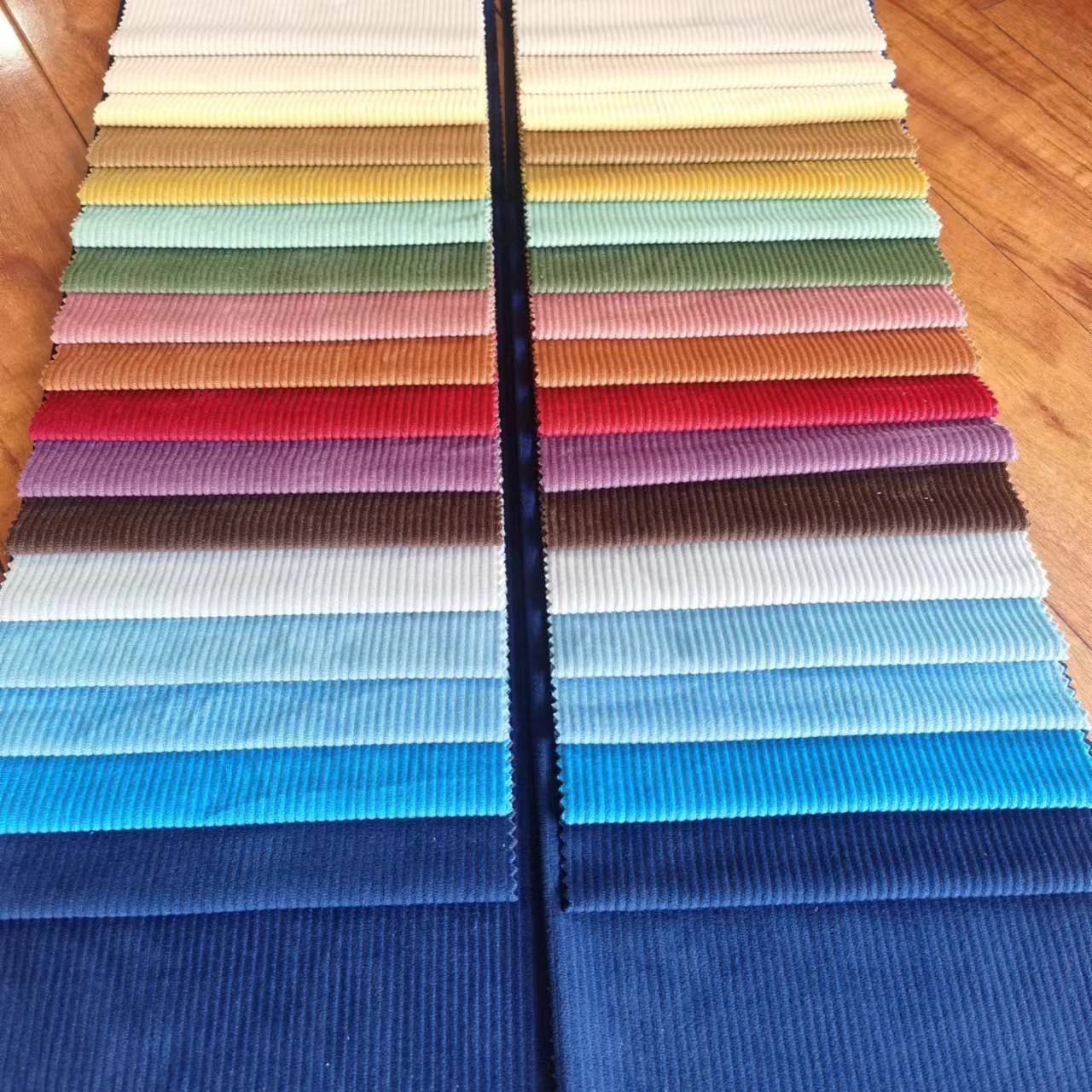 100% Polyester A Series Of Corduroy style of  tricot knitting Striped Velvet reclining sofa fabric