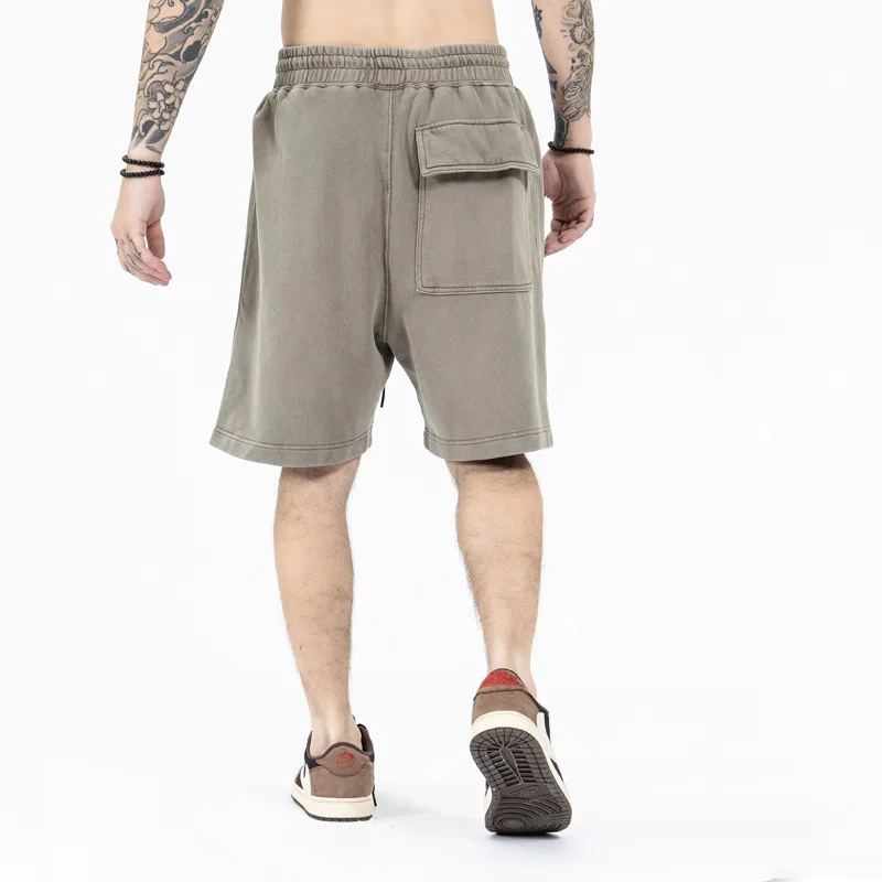 Retro do old splicing mens gym sweat shorts custom print logo nylon mesh sports running cargo shorts for men