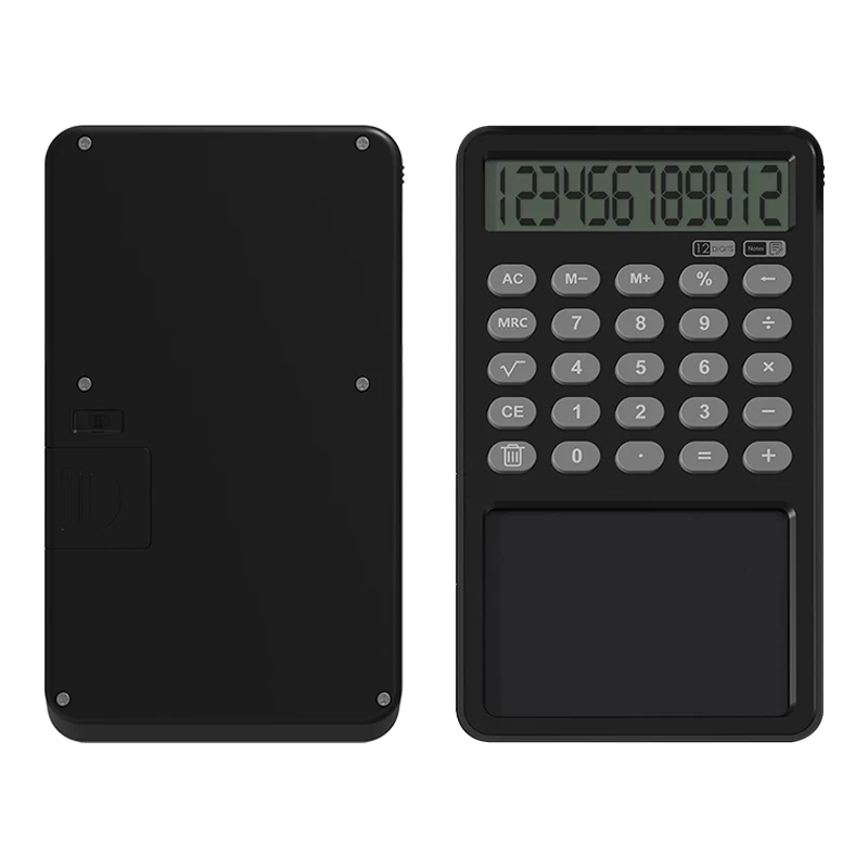 12 Digit Display Calculator Notepad LCD Writing Tablet Drawing Board with Stylus Pen Erase Button Lock for Office Students