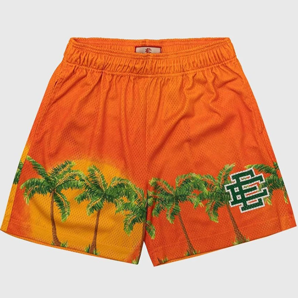 100% Polyester Beach Shorts Summer Luxury Screen Printing Men Mesh Board Shorts Custom Swim Trunks