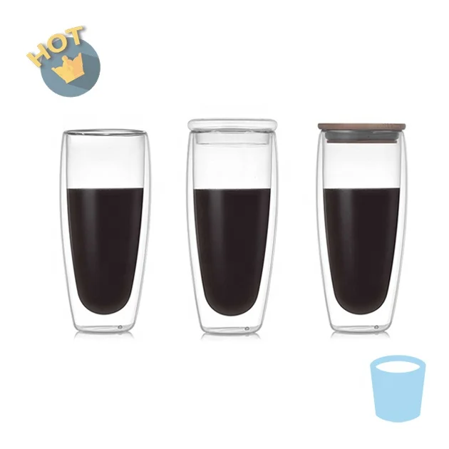 5oz 8oz 12oz 15oz 22oz Double-Walled Borosilicate Glass Glass Lid Cup With Bamboo Lid