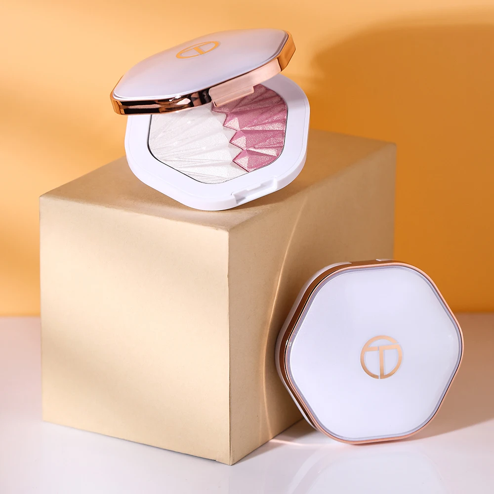 O.TWO.O Hot Sale Love Shape Highlighter Makeup 5 Colors Diamond Glowing Highlighter Bronzer Powder 3 Years 12pcs