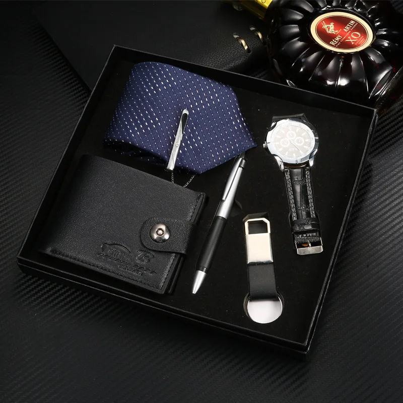 Best selling Top Brand Luxury wallet pen custom logo watch set watch and wallet