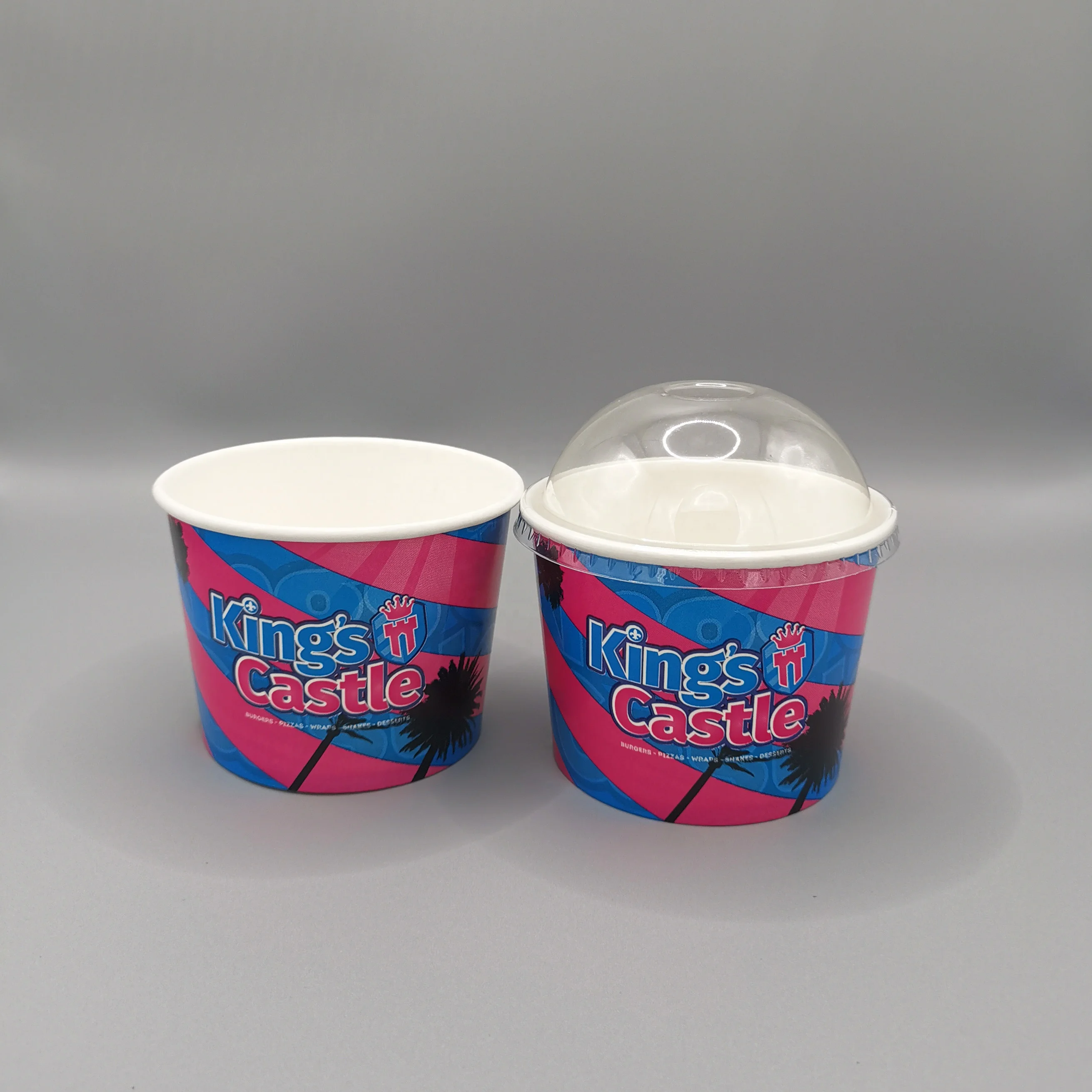 Disposable 3oz 5oz 8oz Ice Cream Packaging Paper Bowl Custom Food Grade Dessert Paper Cup With Lid Ice Cream Gelato Yogurt Cups