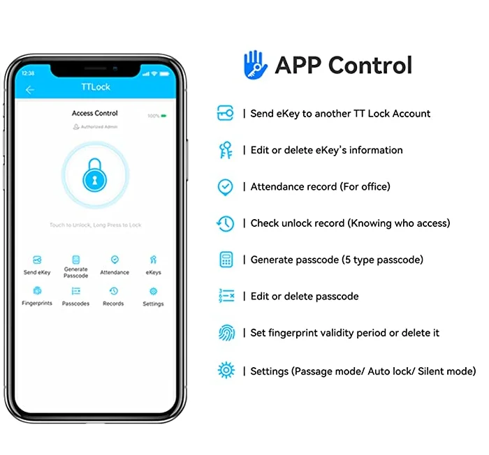Fingerprint Passwor Security Hotel Smart Door Lock Software System Digital Door Lock Tuya Safe