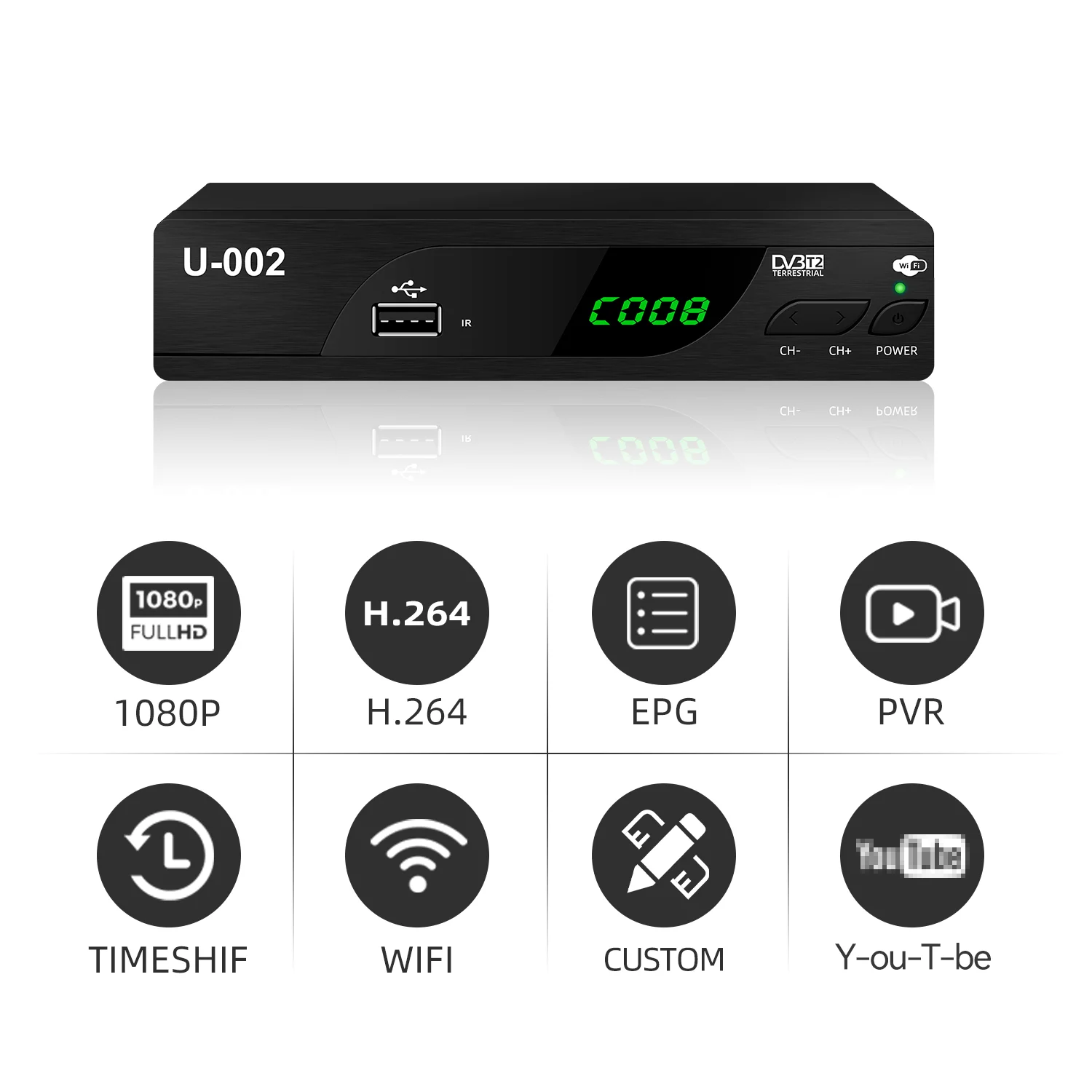 Factory Wholesale FTA H.264 digital dvbt2 receiver tv box