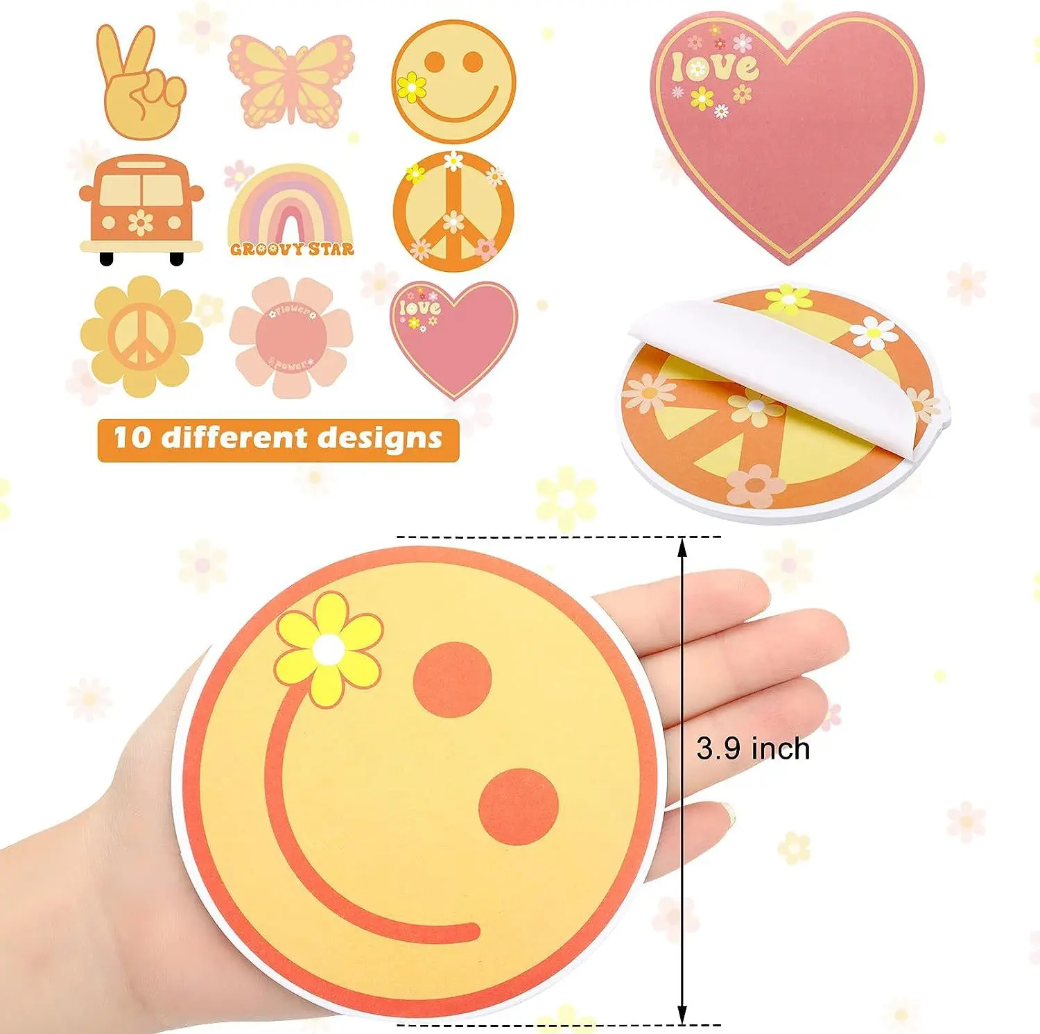 9pcs/set Groovy Boho Sticky Note Message note Rainbow Butterfly School supplies Irregular shape Sticky note Hippie Party custom