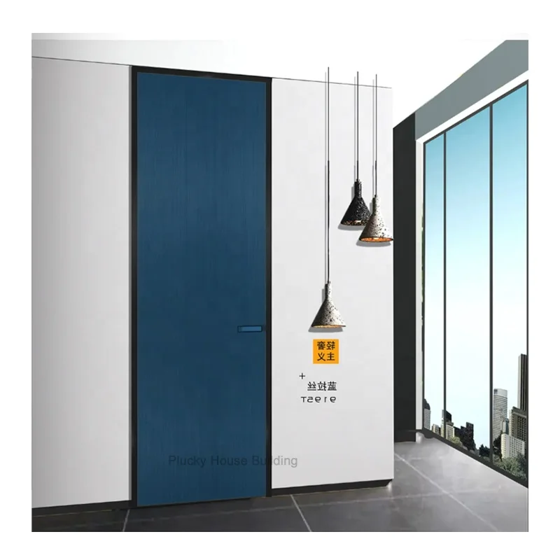 French flush frameless interior invisible hinges wood hidden door