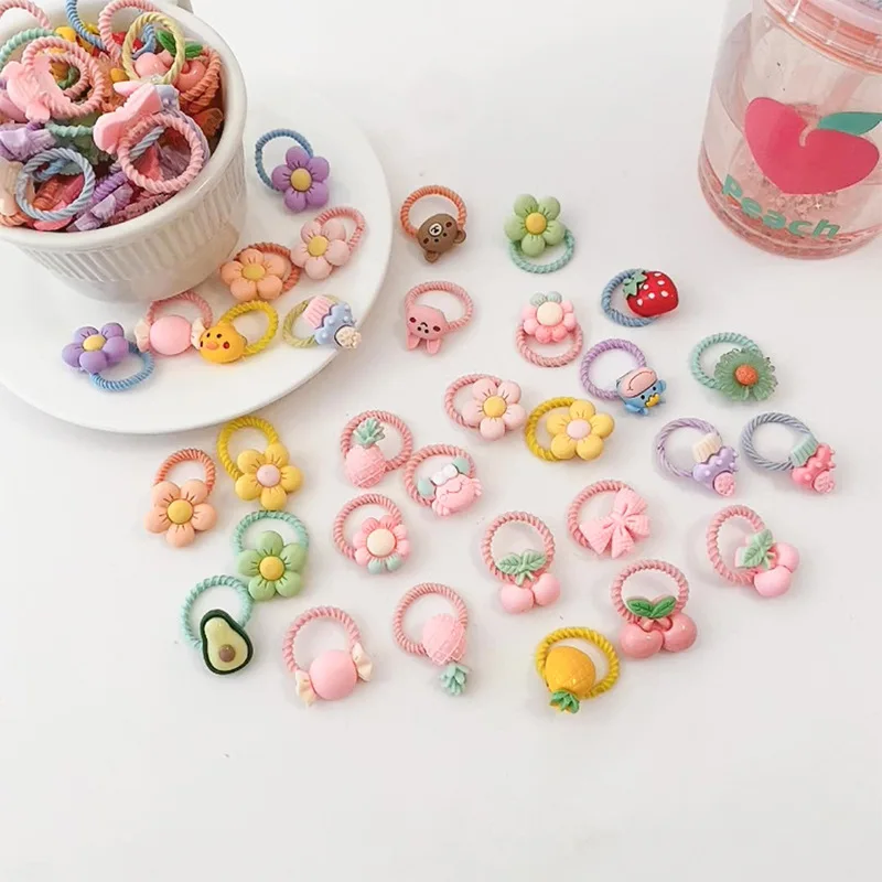 10pcs/set Children Cute Candy Color Small Mini Thumb Hair Ties Kids Rubber Bands Girls Hair Accessories