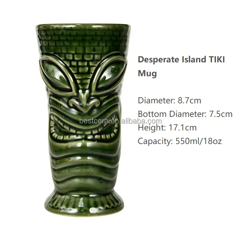 Promotion Hawaii Tiki Mugs Cocktail Cup Skull Mug 13oz Color Glazed Ceramic Tiki Beer Mug 