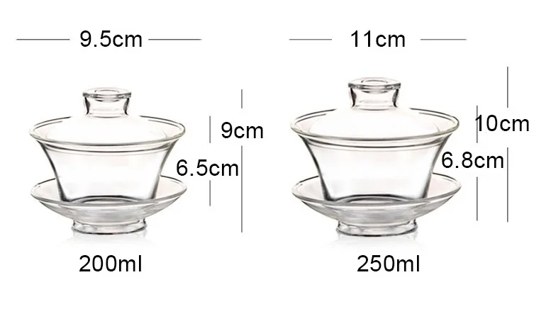 Modern 200ml Clear Borosilicate Glass Gaiwan Saucer Cover Handmade Gongfu Teapot Brewing Cup for Coffee Drinkware for Travel