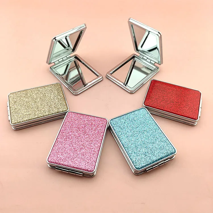 Personalized Liquid Quicksand Foldable Mirror Double-sided Pocket Mirror Makeup Cosmetic Bling Glittery Vintage Giftware Sequins