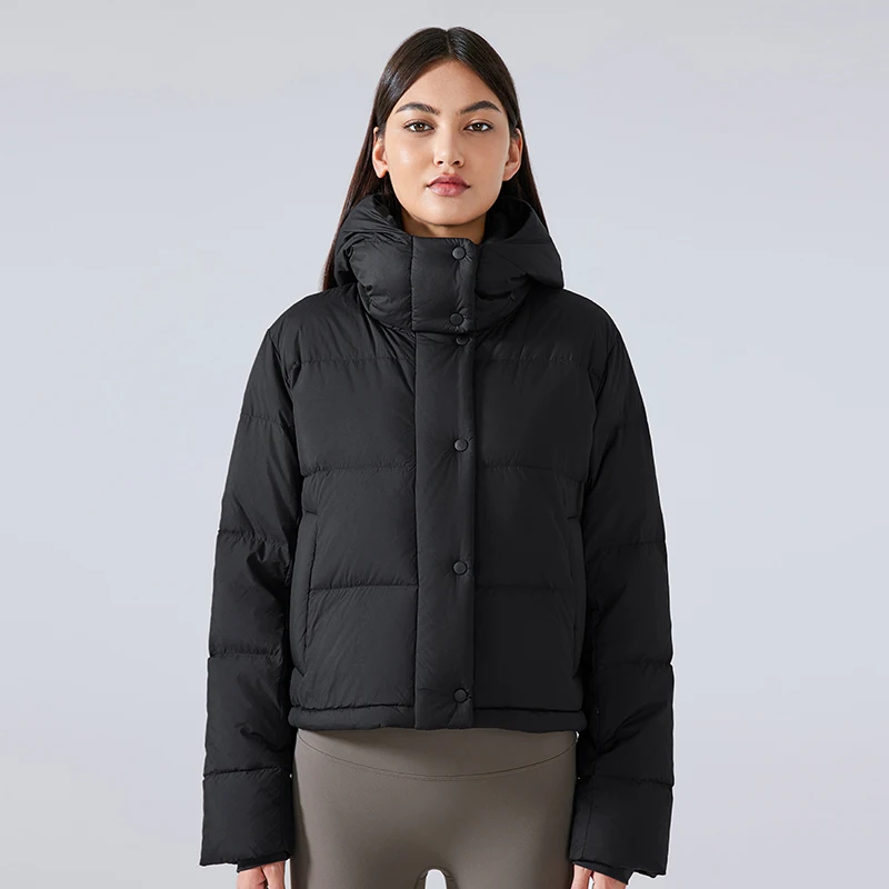 New Arrival Winter Warm Hooded Ultra Light Duck Down Jacket Women High Quality Windproof Crop Puffer Coat