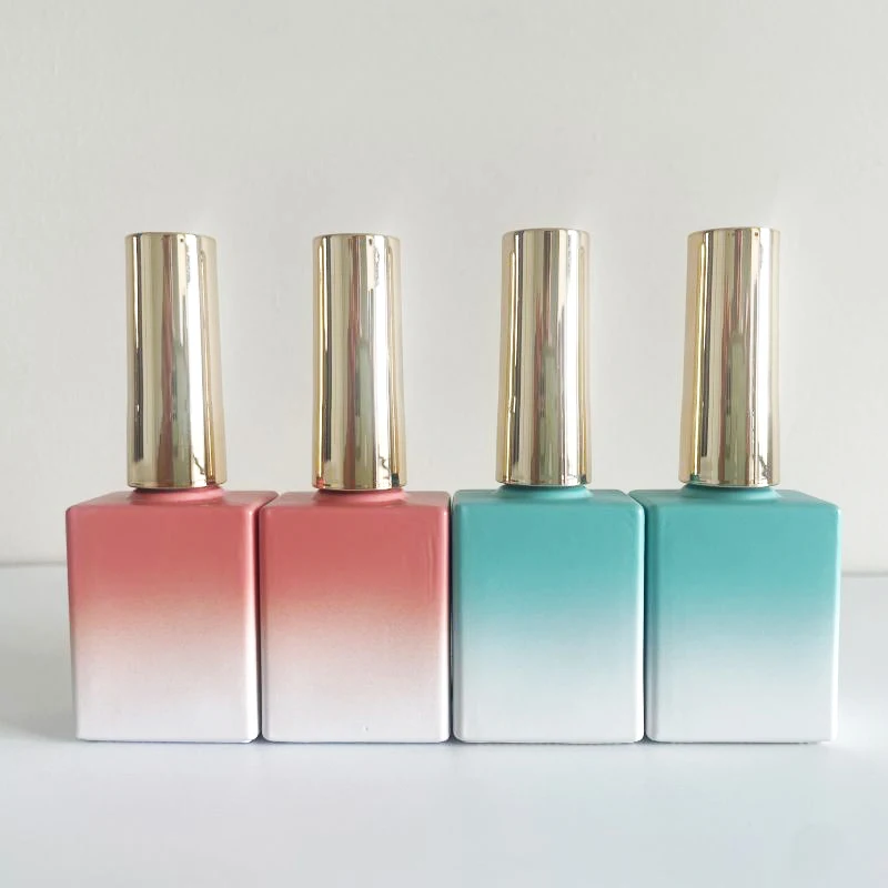 Custom nail polis bottle 10ml 12ml 15 Ml 20ml 30ml glass square gel polish bottle 15ml pink empty nail polish bottle
