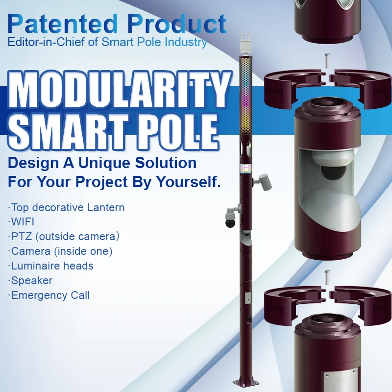 Gebosun High quality Multi-function Smart LORA-MESH LORA-WAN System CCTV Camera Smart Pole